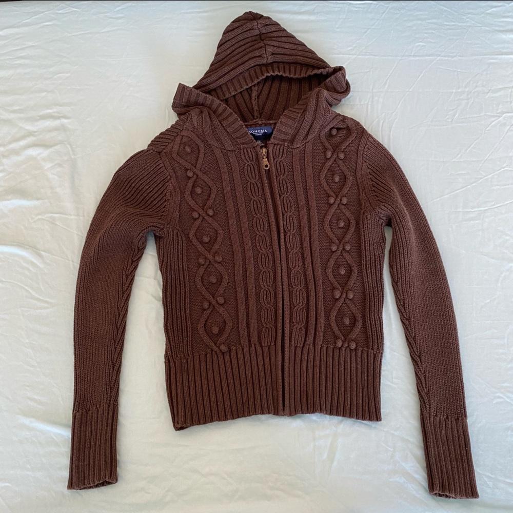 brown sonoma zip up hoodie jacket